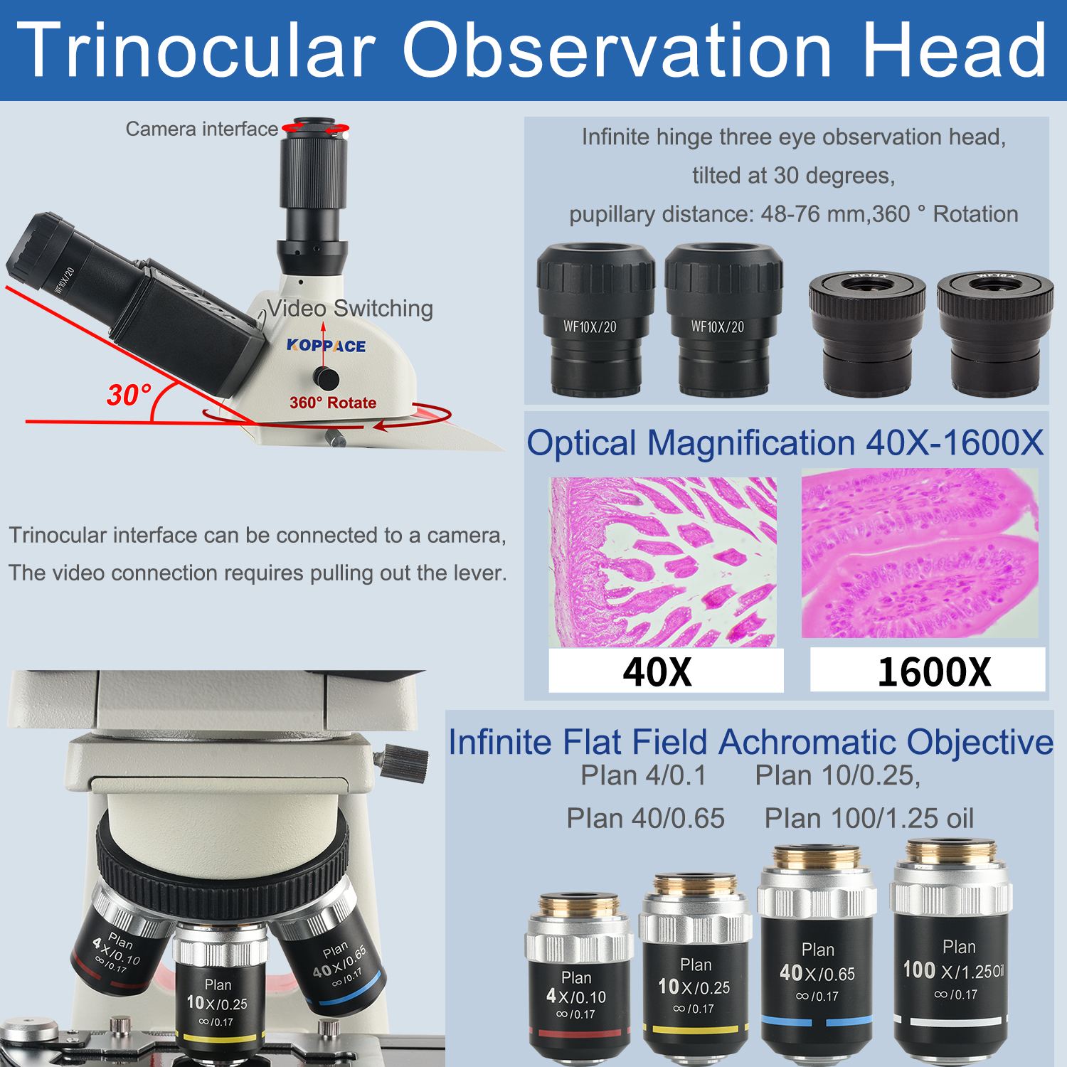 KOPPACE 40X-1600X Electron Com - Microscope Compound 40X recensione e prezzo